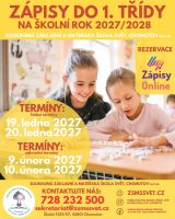 Zápisy do 1. tříd pro školní rok 2027/2028