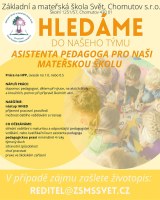 Nabídka práce: Asistent pedagoga MŠ