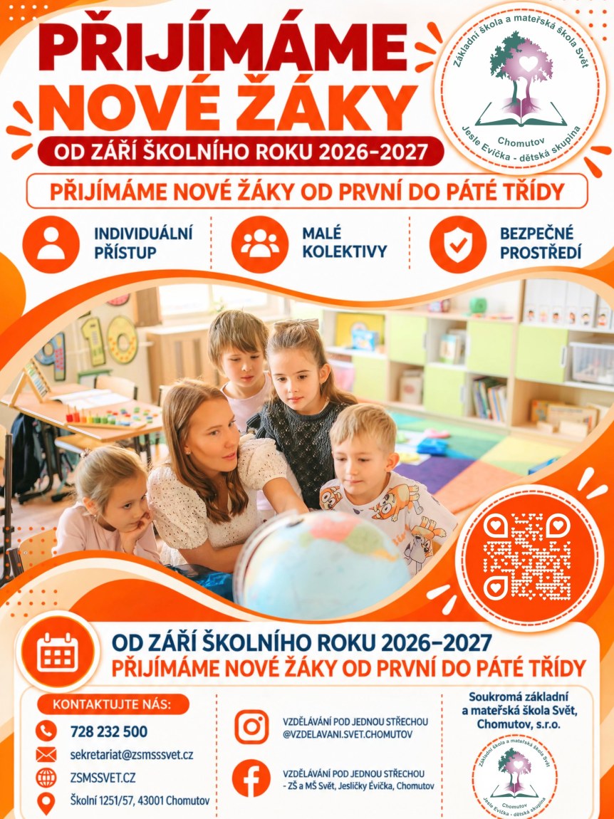 Přijímáme nové žáky do 1.–5. třídy pro rok 2026/2027