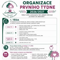 První kroky našich prvňáčků: Organizace prvního týdne školního roku 2026/2027