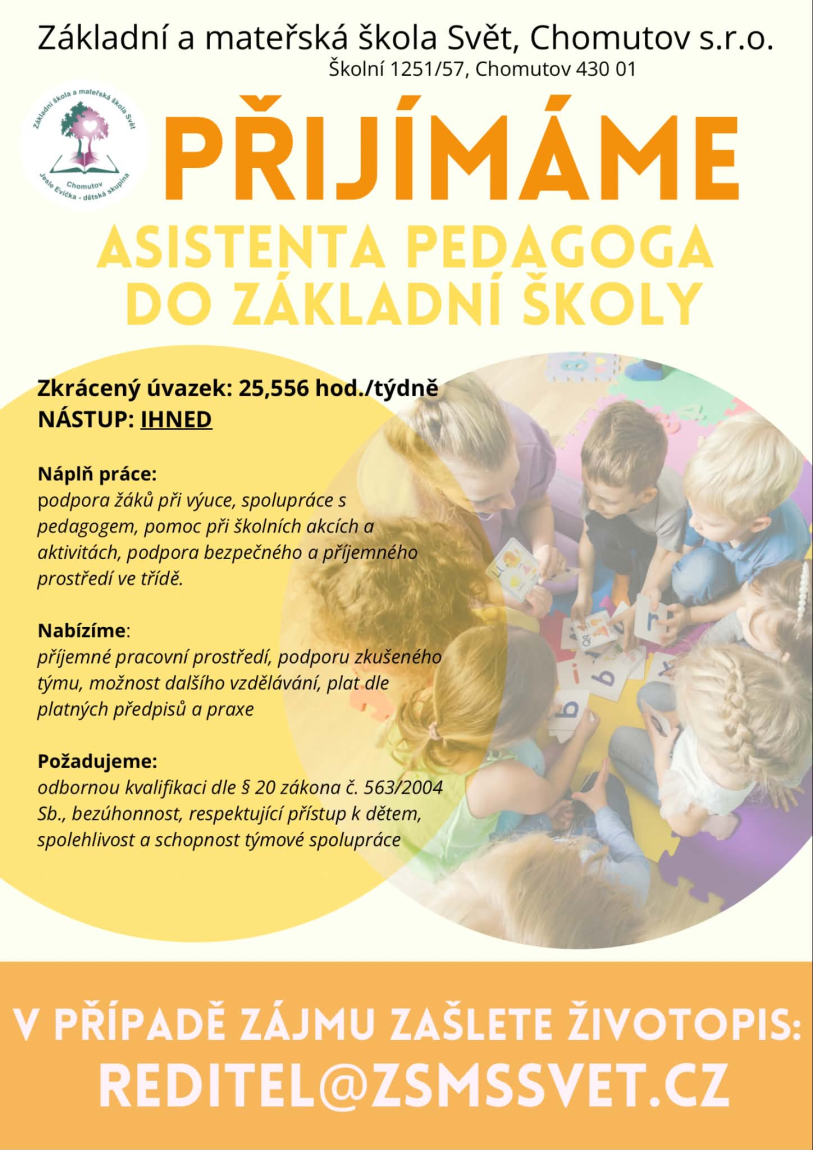 Nabídka práce: asistent/ka pedagoga