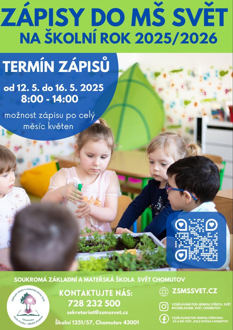 Zápis do Mateřské školy Svět pro školní rok 2025/2026