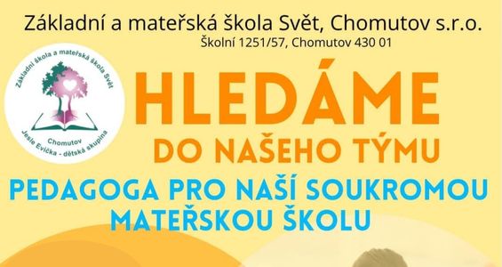 Hledáme učitelku / učitele do mateřské školy!