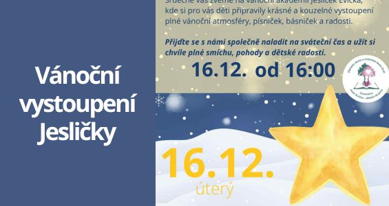 Vánoční vystoupení Jesliček Evička