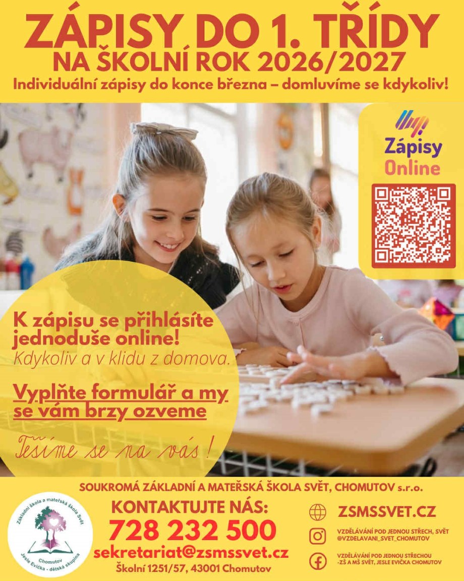 Individuální zápisy do 1. třídy: probíhají do konce března